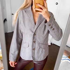🍂 GINA BENOTTI BROWN GREY PLAID BLAZER JACKET!